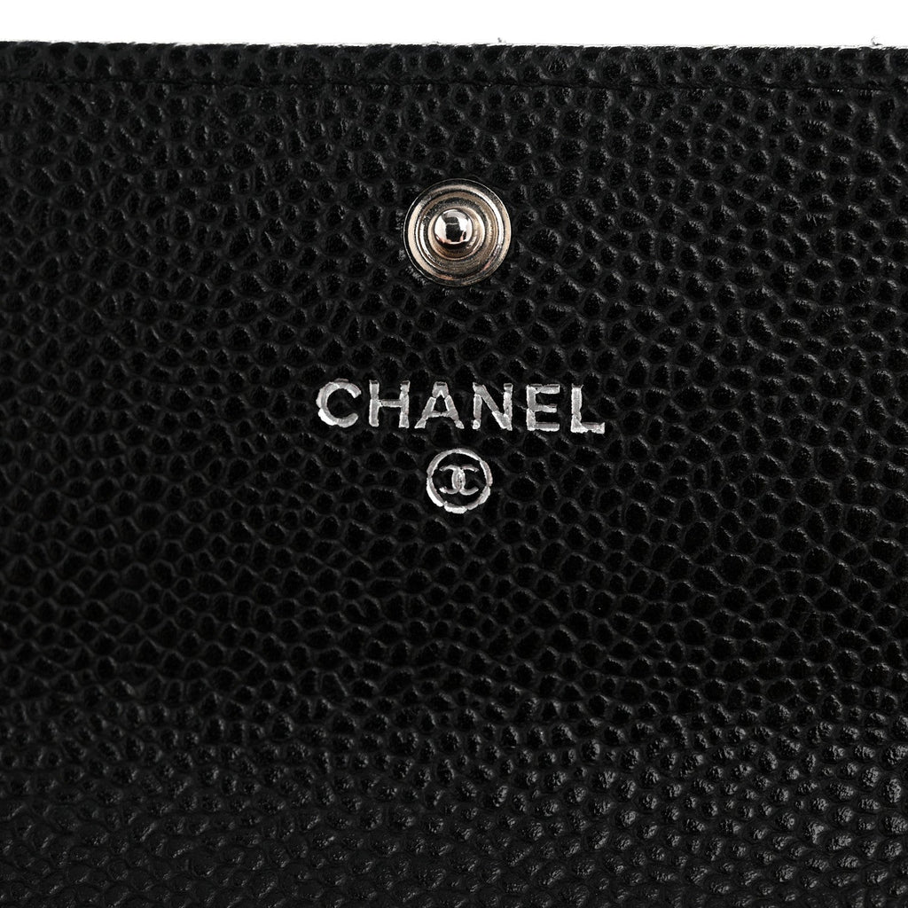 Caviar Quilted Large Gusset Flap Wallet Black