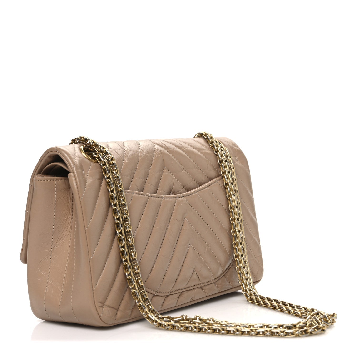 Chanel Aged Calfskin Chevron Quilted 2.55 Reissue 225 Flap Beige