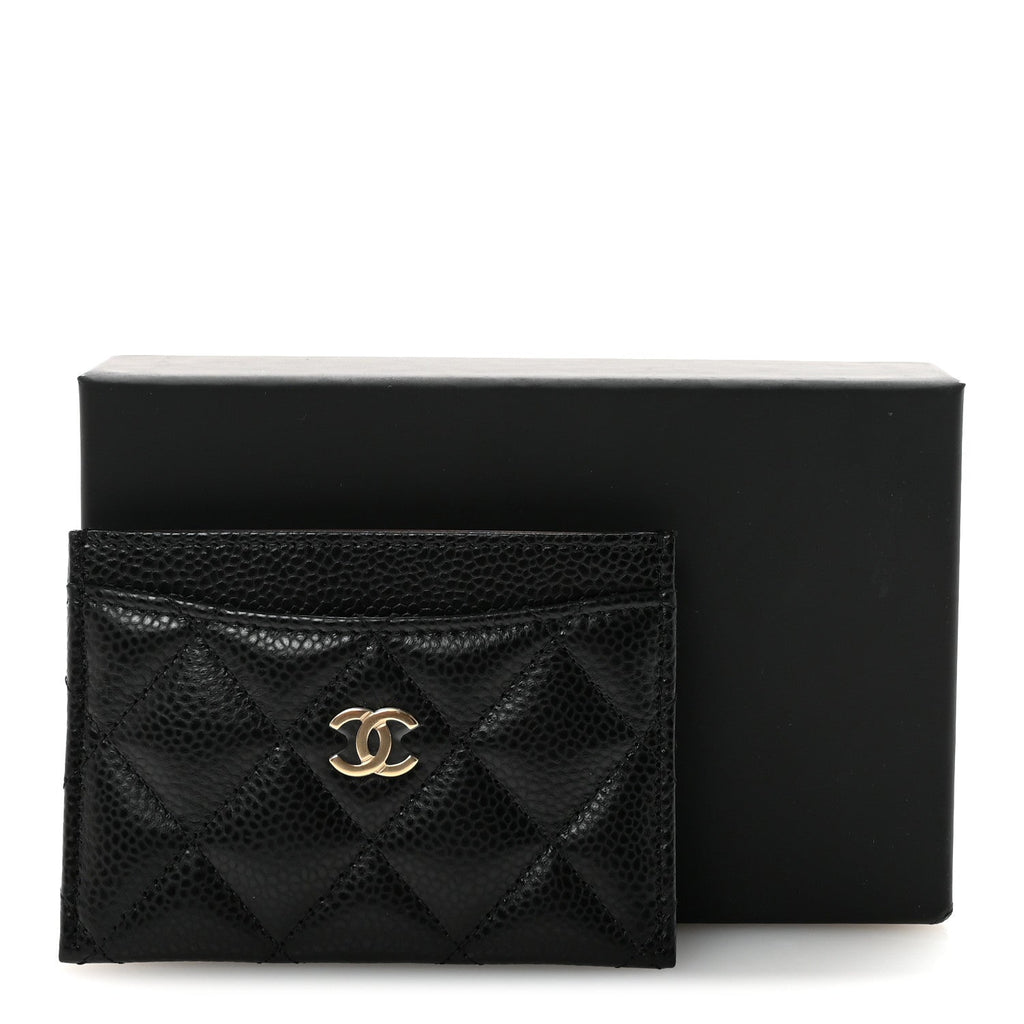 Caviar Quilted Card Holder Black