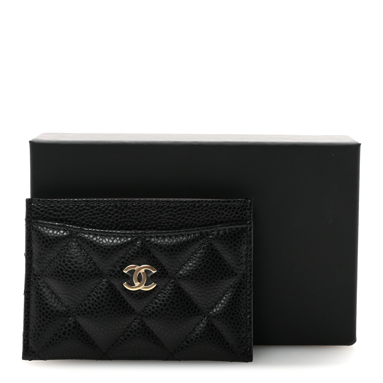 Caviar Quilted Card Holder Black