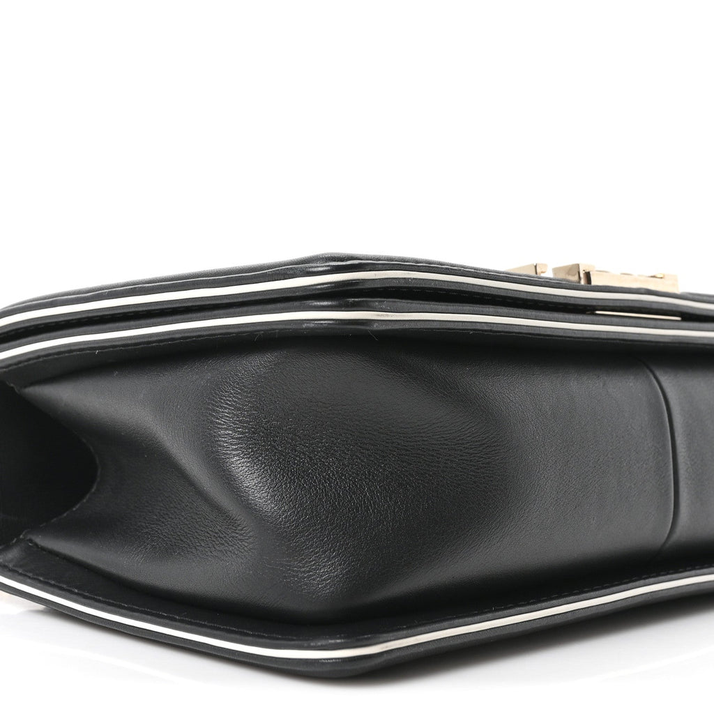Chanel Calfskin Quilted Medium Boy Top Handle Flap Black