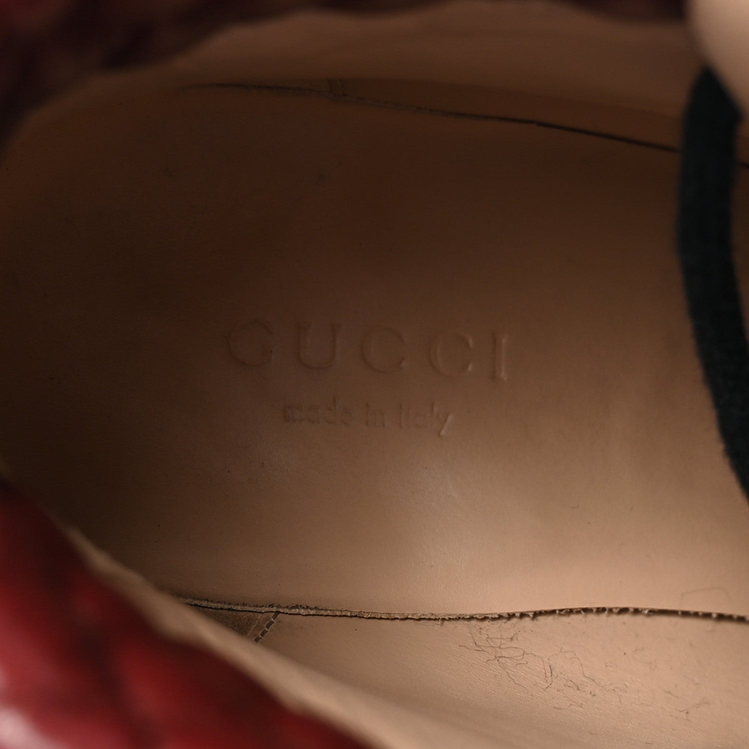 Gucci Magnum Calfskin Nappa Quilted Lace Up Ankle Boots 36 Garnet Red