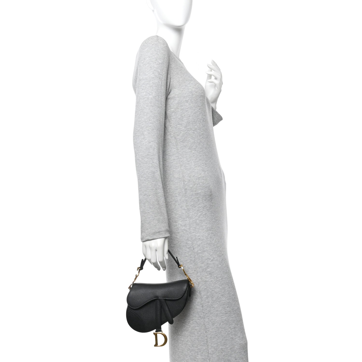 Christian Dior Grained Calfskin Mini Saddle Bag Black