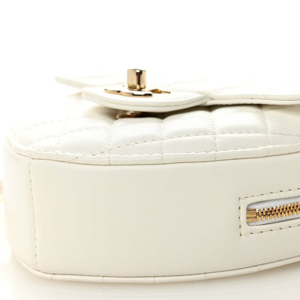 Chanel Lambskin Quilted CC In Love Heart Bag White