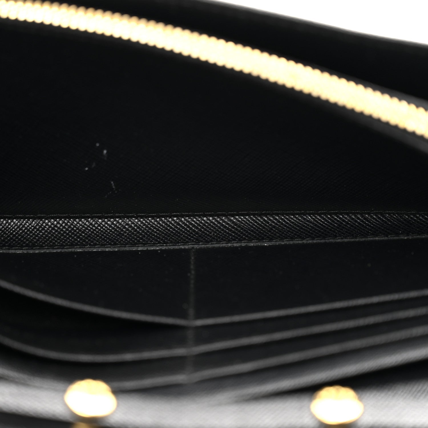 Prada Saffiano Metal Oro Chain Wallet Black