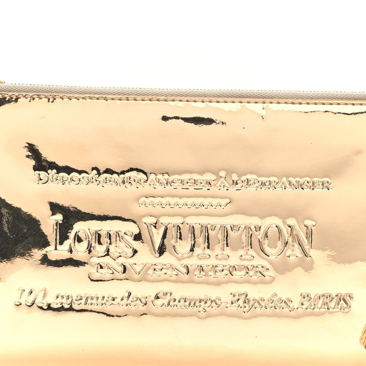 Louis Vuitton Monogram Miroir Inventeur Pochette Plat Dore Gold