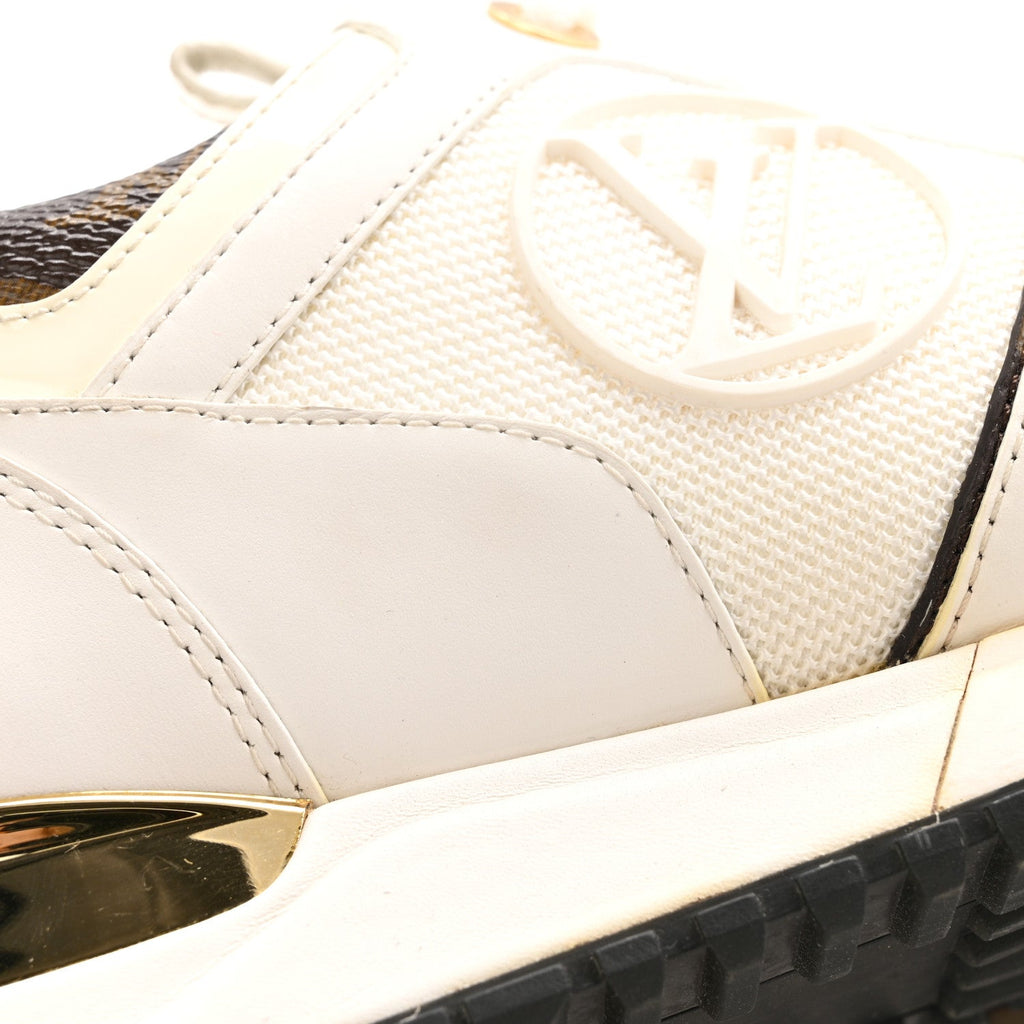 Louis Vuitton Calfskin Monogram Run Away Sneakers 37 White