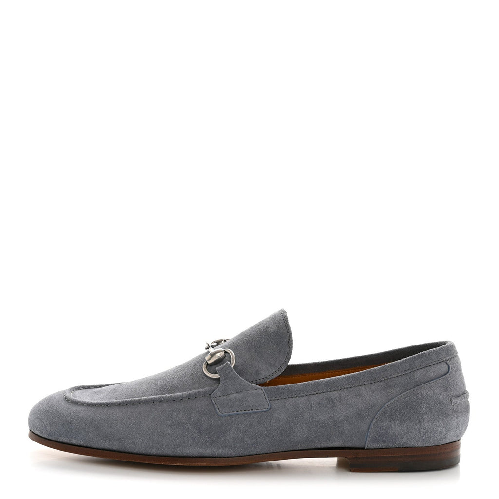 Gucci Suede Horsebit Mens Jordaan Loafers 8.5 Foggy Grey
