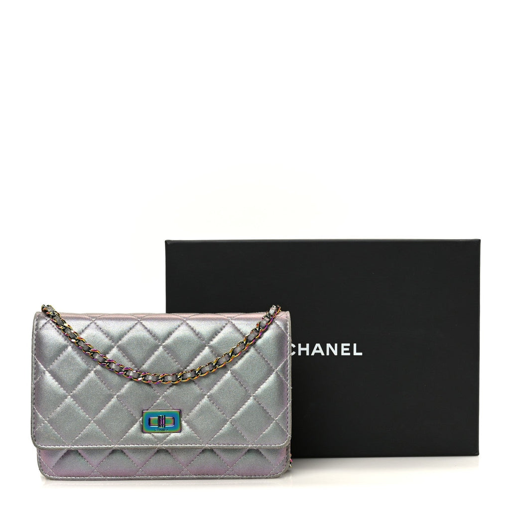 Chanel Iridescent Lambskin Quilted Reissue Wallet On Chain WOC Light Purple