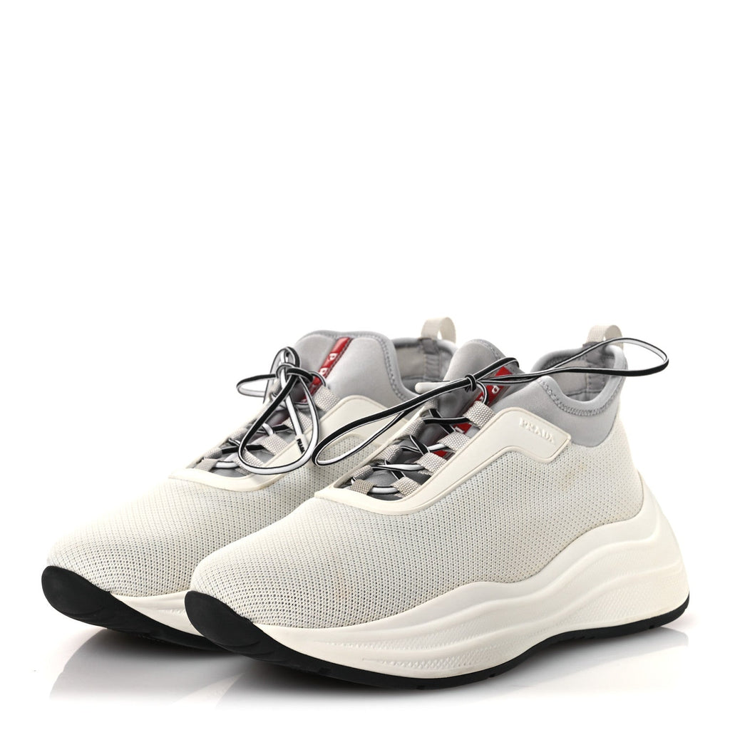 Prada Mesh Neoprene America's Cup 45mm Womens Sneakers 37.5 White Alluminio