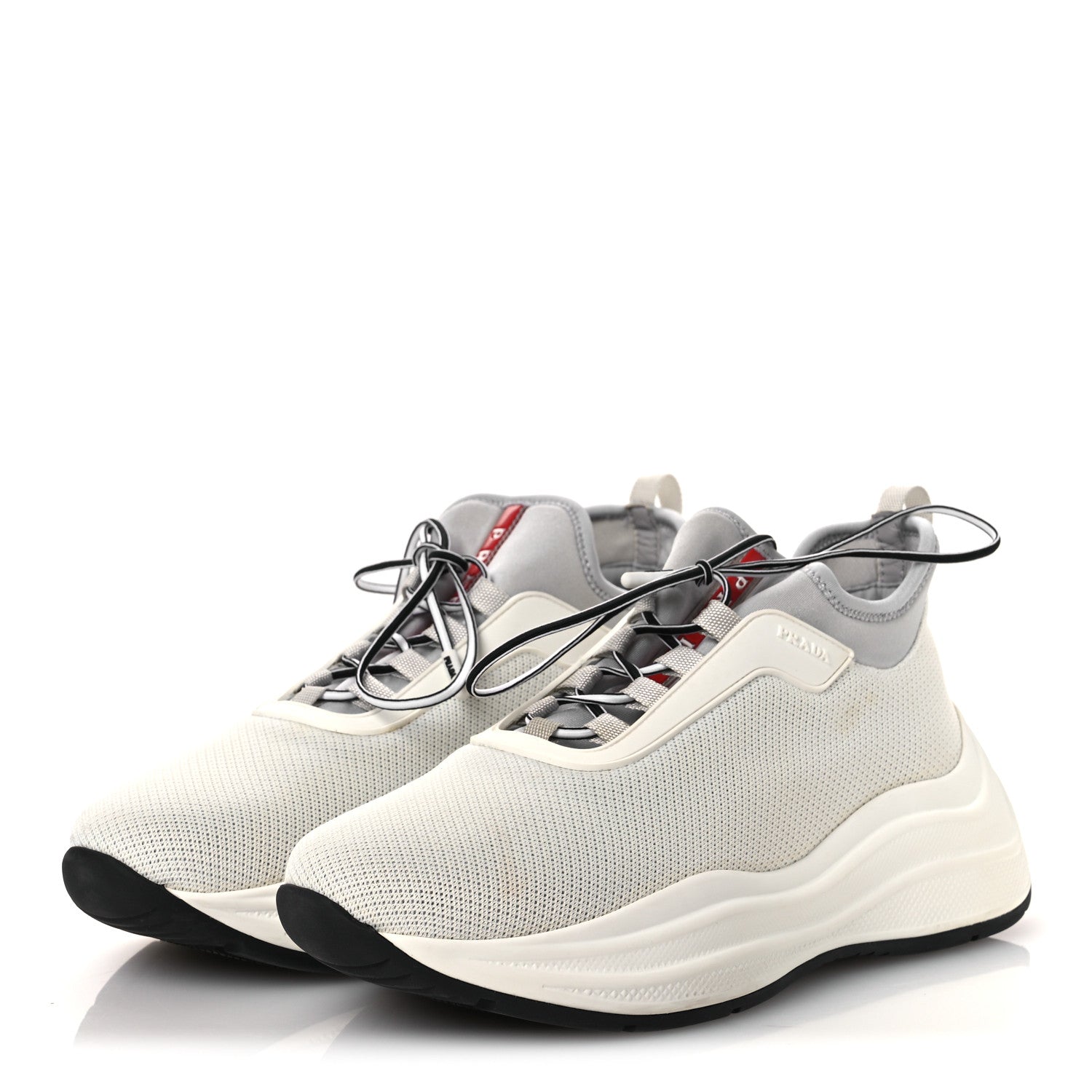 Prada Mesh Neoprene America's Cup 45mm Womens Sneakers 37.5 White Alluminio