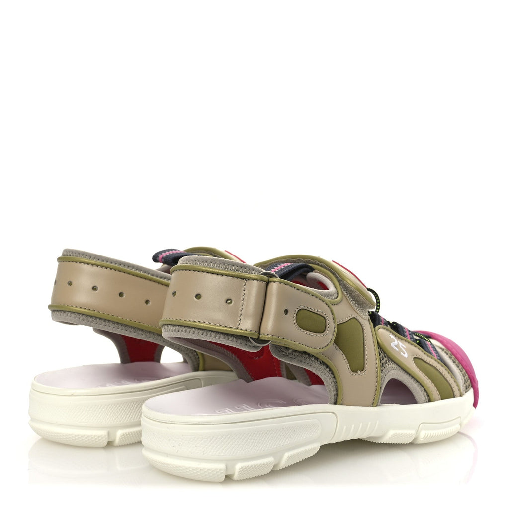 Gucci Mesh Fabric Tinsel Sport Sandals 36.5 Loess Sand Box Pink