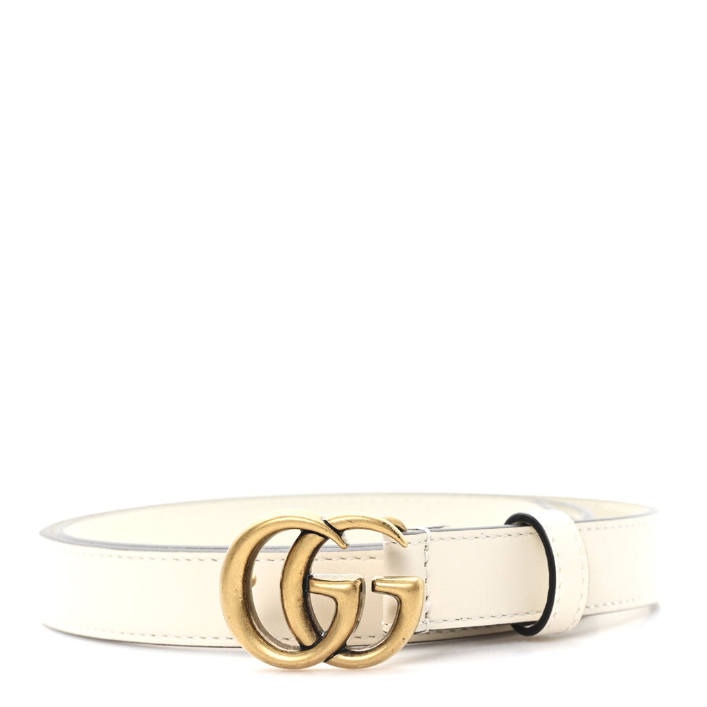 Gucci Calfskin Double G 20mm Belt 80 32 Mystic White