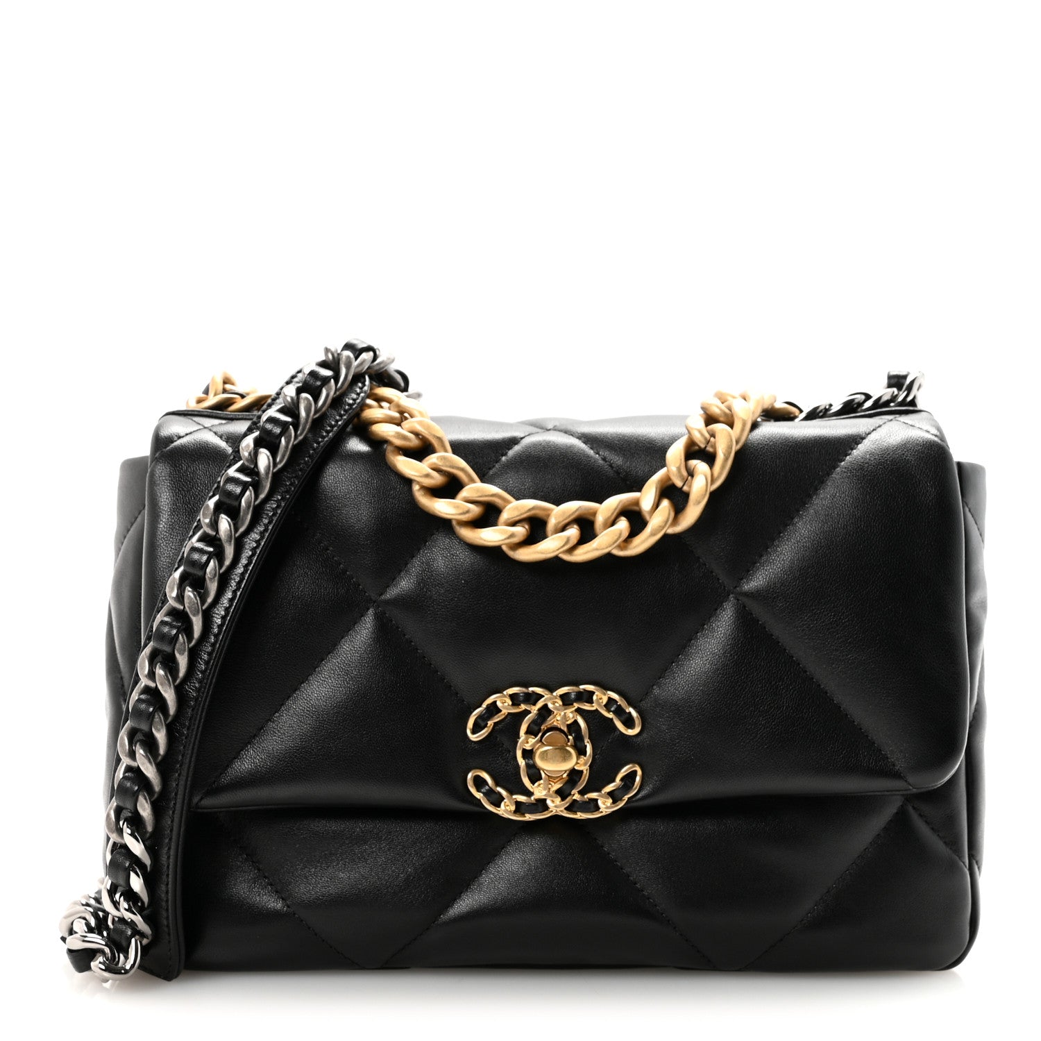 Chanel Lambskin Quilted Medium Chanel 19 Flap Black