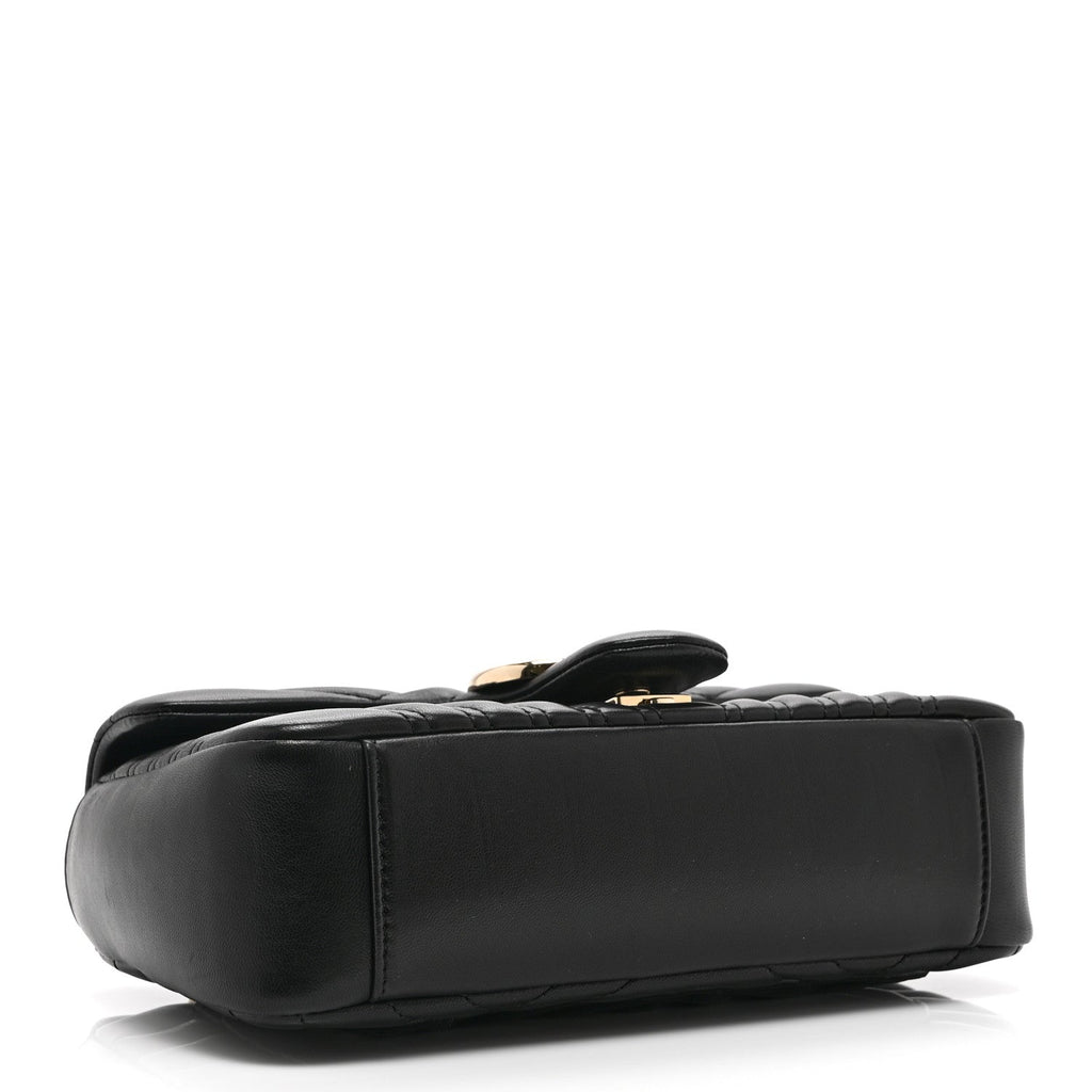 Gucci Lambskin Matelasse Medium GG Marmont Shoulder Bag Black