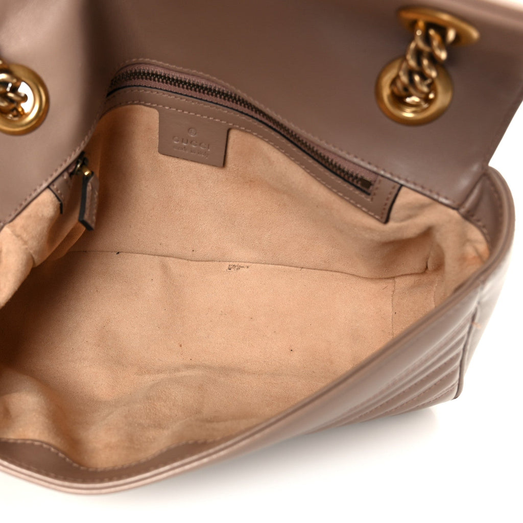 Gucci Calfskin Matelasse Small GG Marmont Shoulder Bag Porcelain Rose