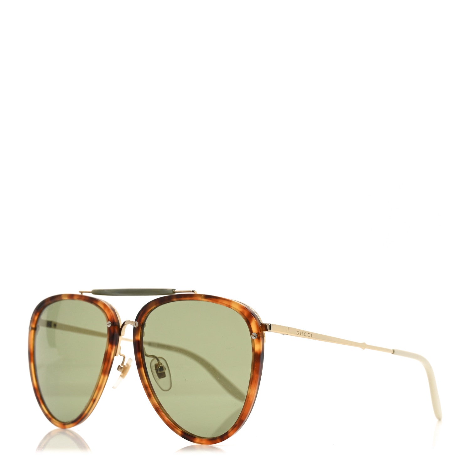 Gucci Aviator Sunglasses GG0672S Havana Gold Green