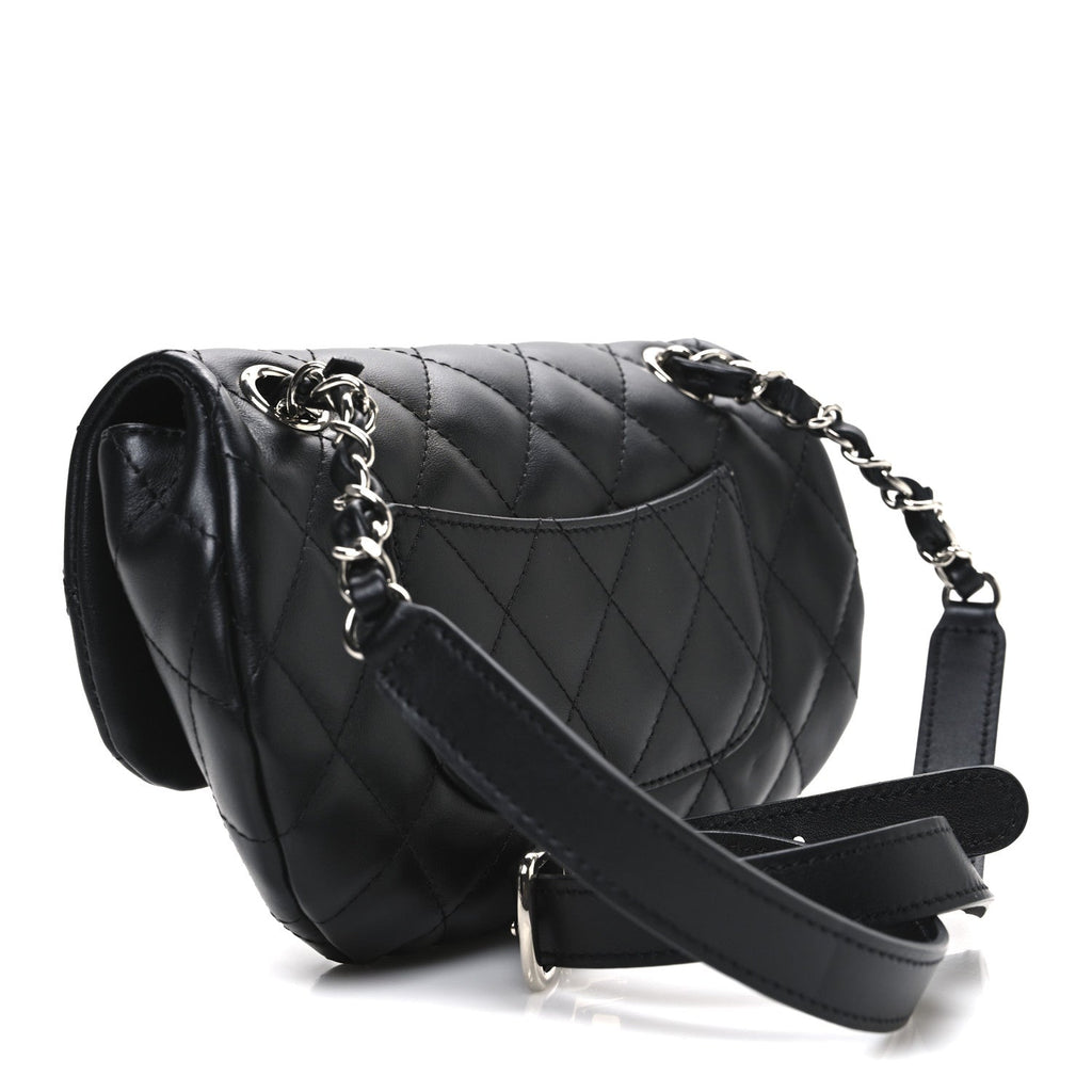 Chanel Calfskin Quilted CC Uniform Flap Belt Bag Black
