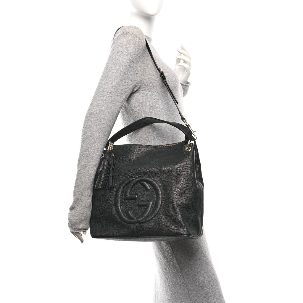 Gucci Pebbled Calfskin Large Soho Hobo Black