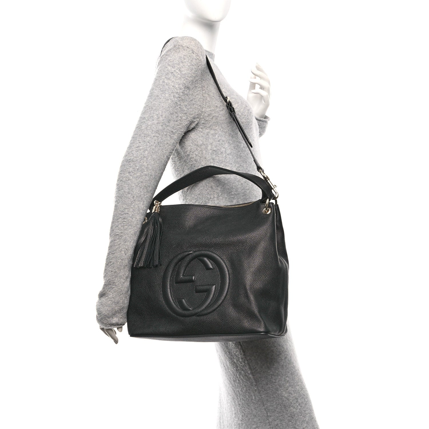 Gucci Pebbled Calfskin Large Soho Hobo Black
