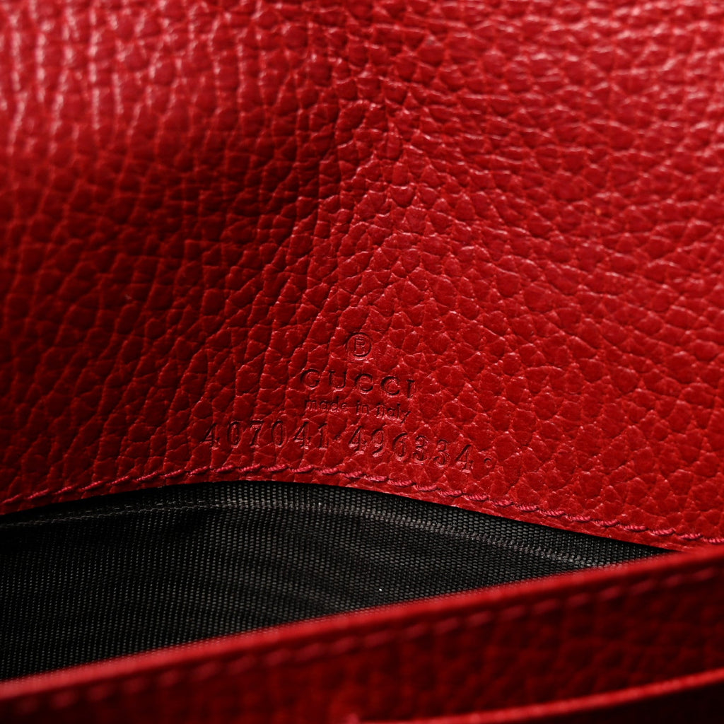 Gucci Dollar Calfskin Soho Wallet On Chain Blue Hibiscus Red Mystic White