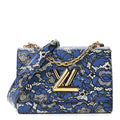 Louis Vuitton Calfskin Lace Flower Inlay Twist Shoulder Bag MM Navy Black