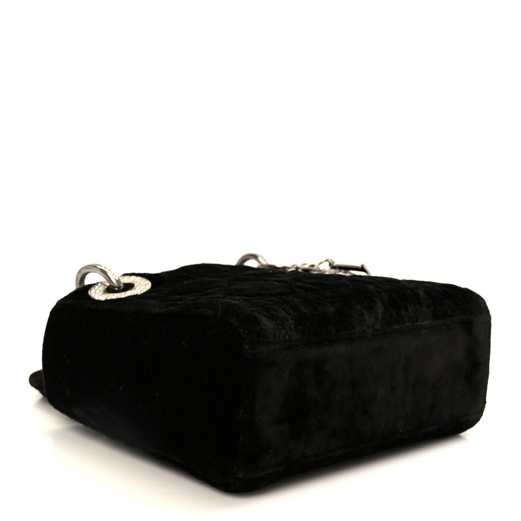 Christian Dior Velvet Crystal Mini Lady Dior Black