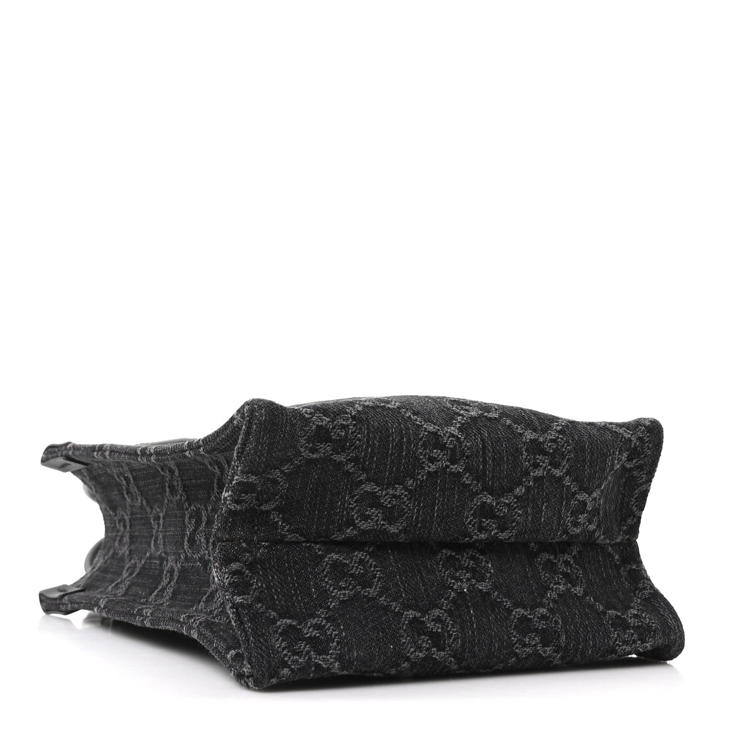 Gucci Denim GG Monogram Dollar Calfskin Mini Ophidia Tote Black Grey