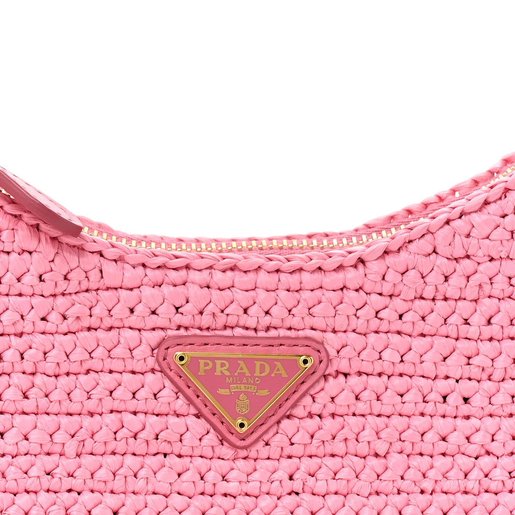 Prada Yarn Raffia Effect Crochet Re-Edition 2005 Shoulder Bag Petalo