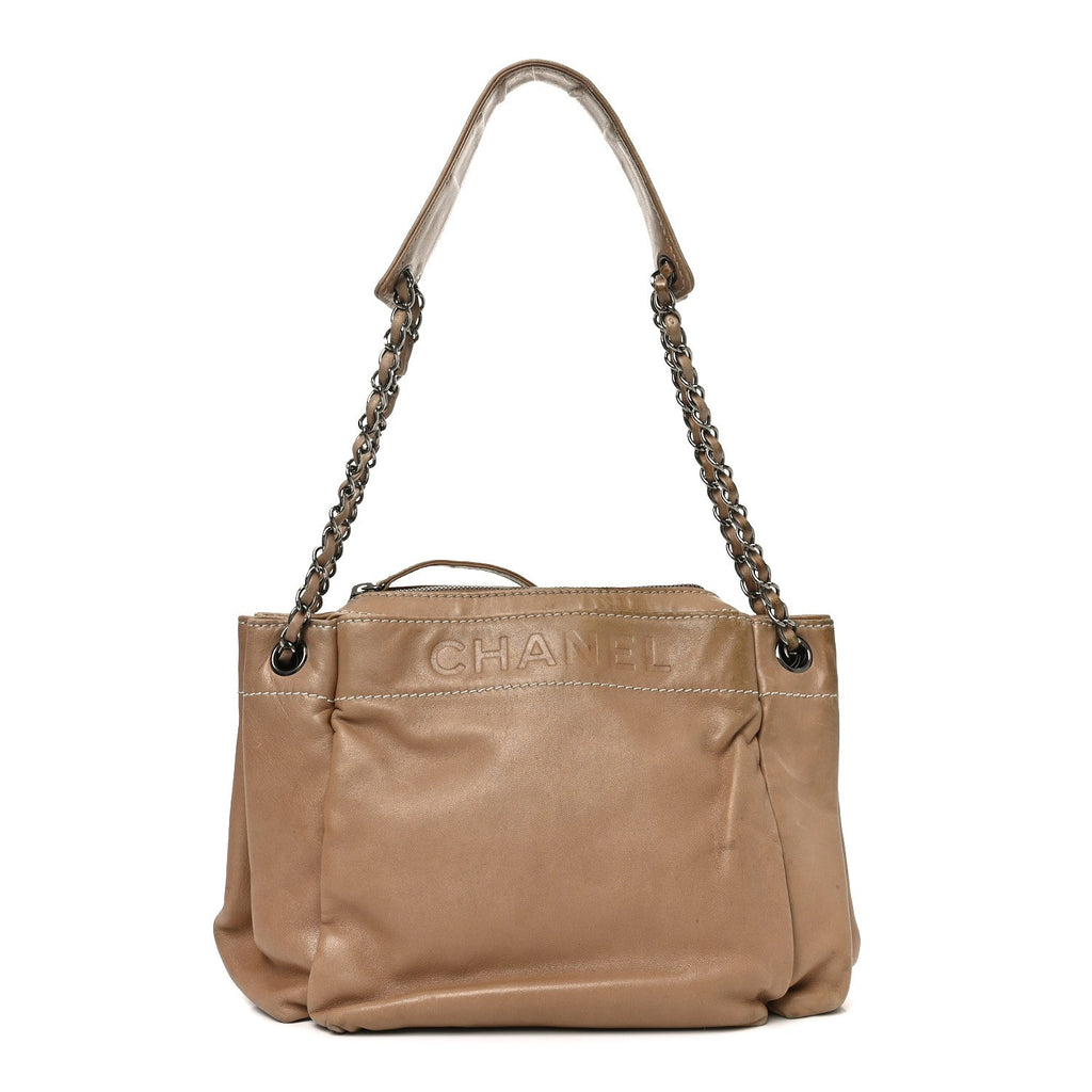 Chanel Lambskin Lax Accordion Hobo Beige