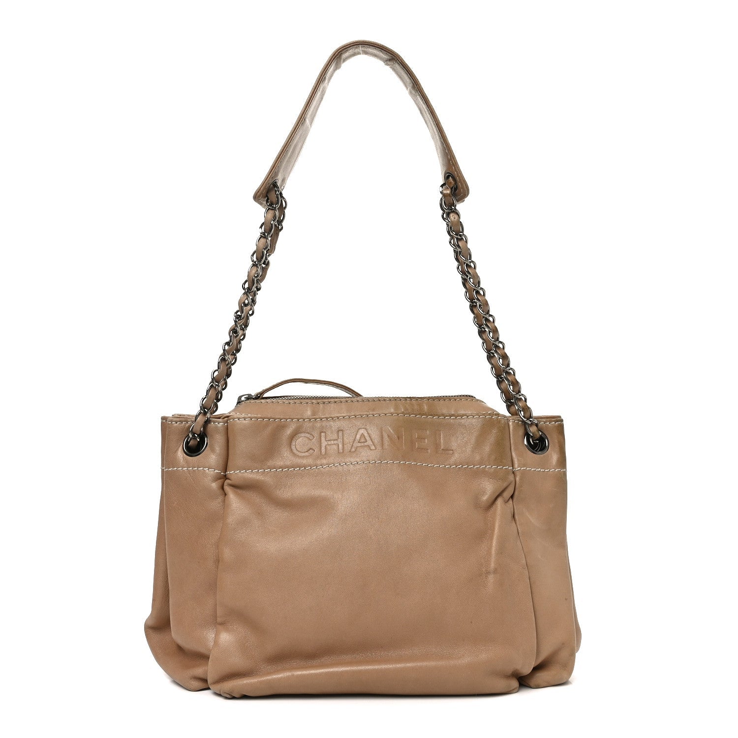 Chanel Lambskin Lax Accordion Hobo Beige