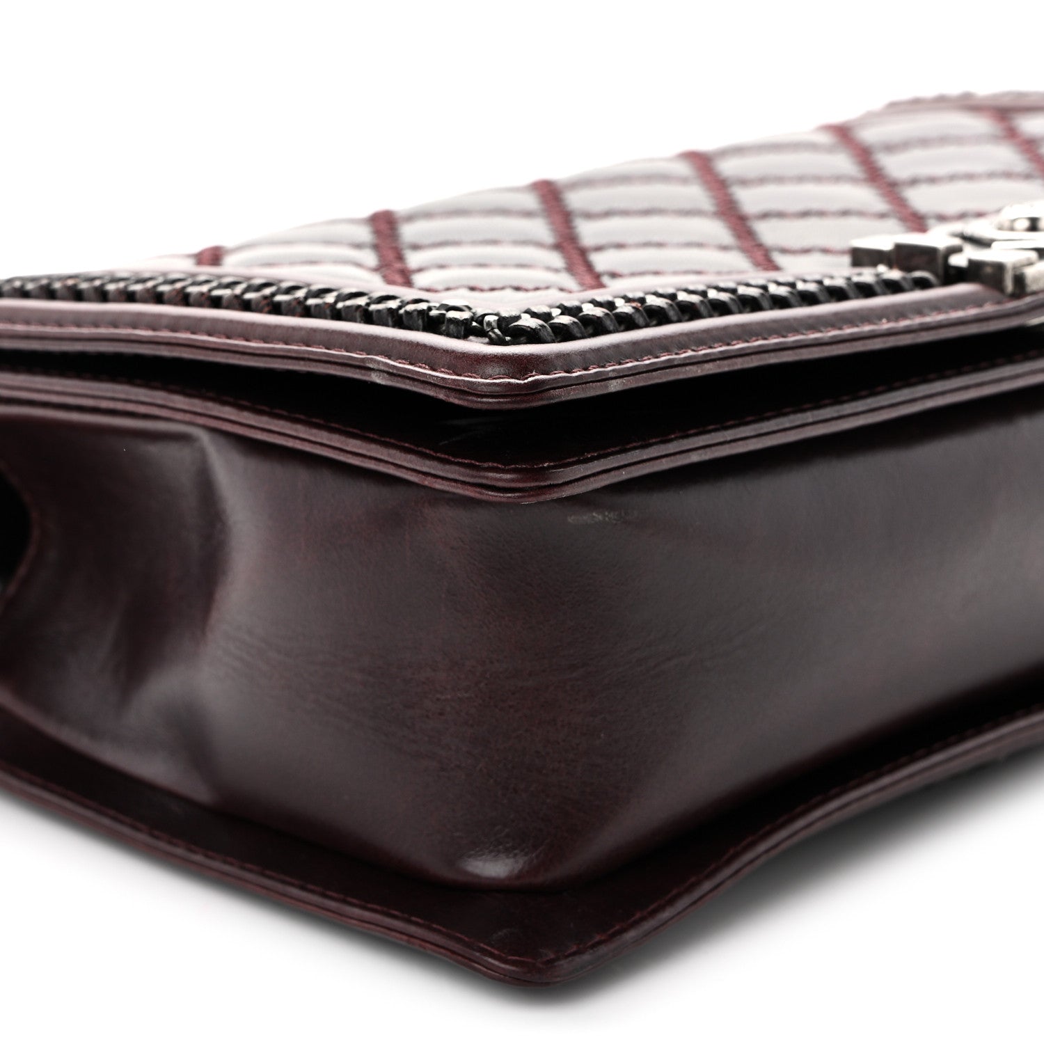 Chanel Goatskin Quilted New Medium Boy Handle Flap Burgundy