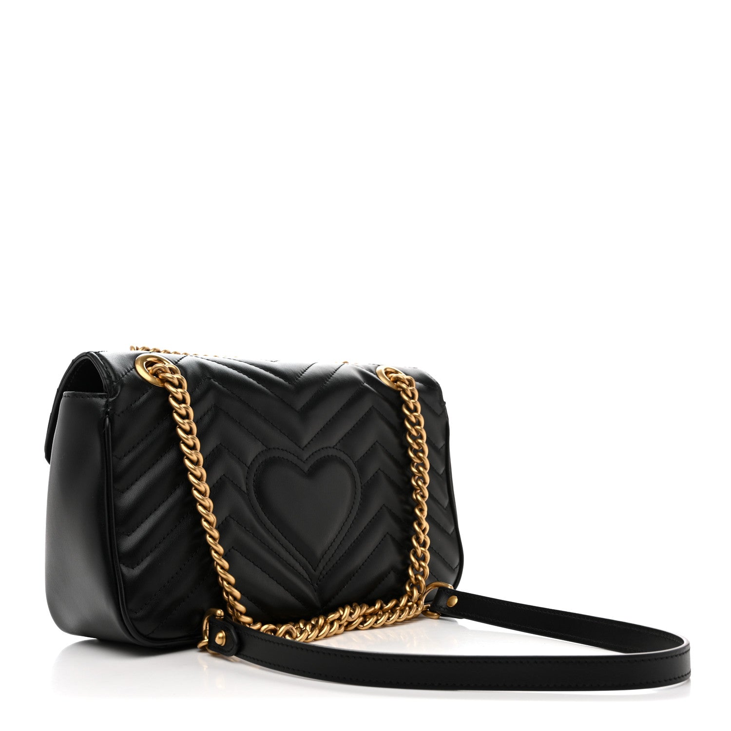 Gucci Calfskin Matelasse Small GG Marmont Shoulder Bag Black