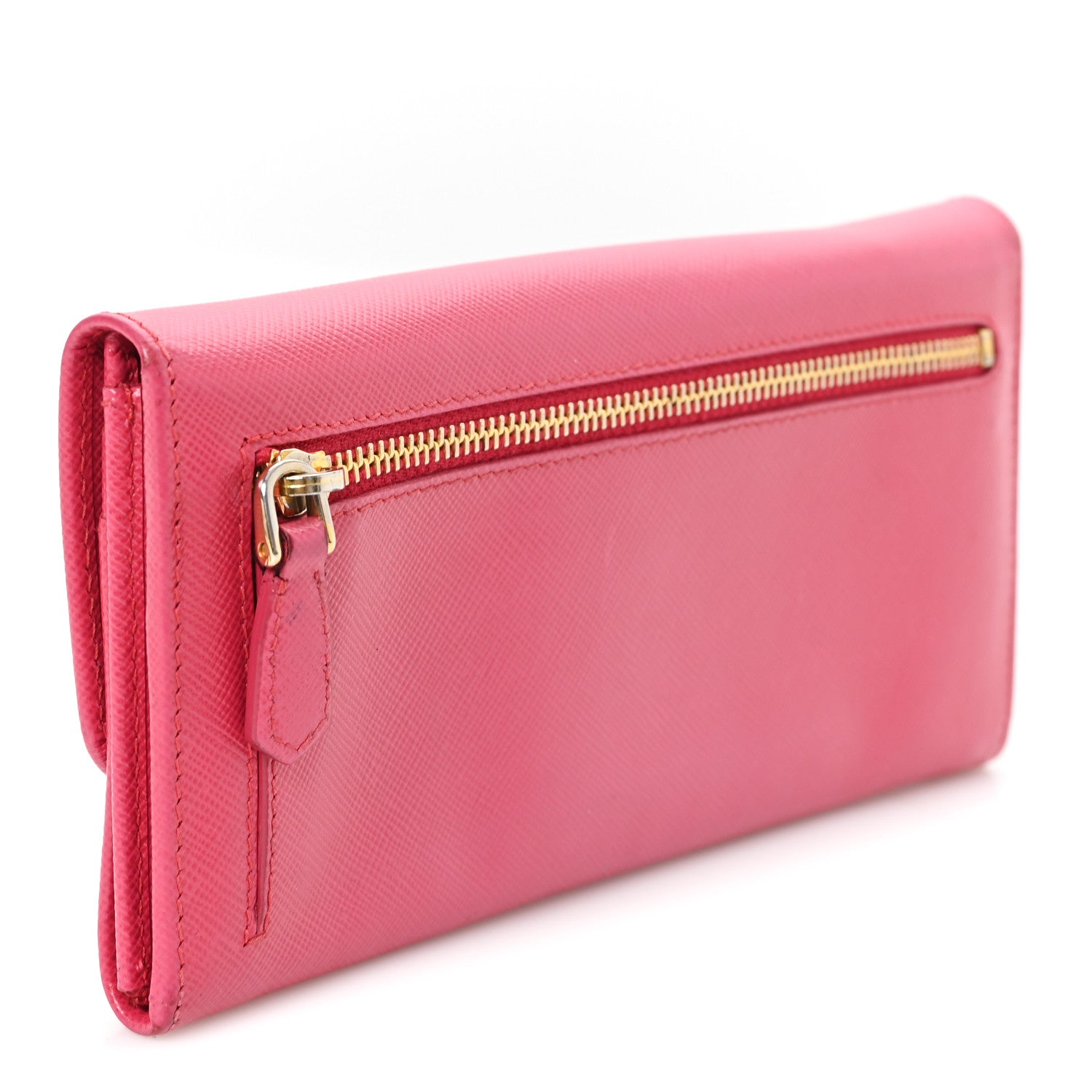 Prada Saffiano Crystal Continental Flap Wallet Peonia