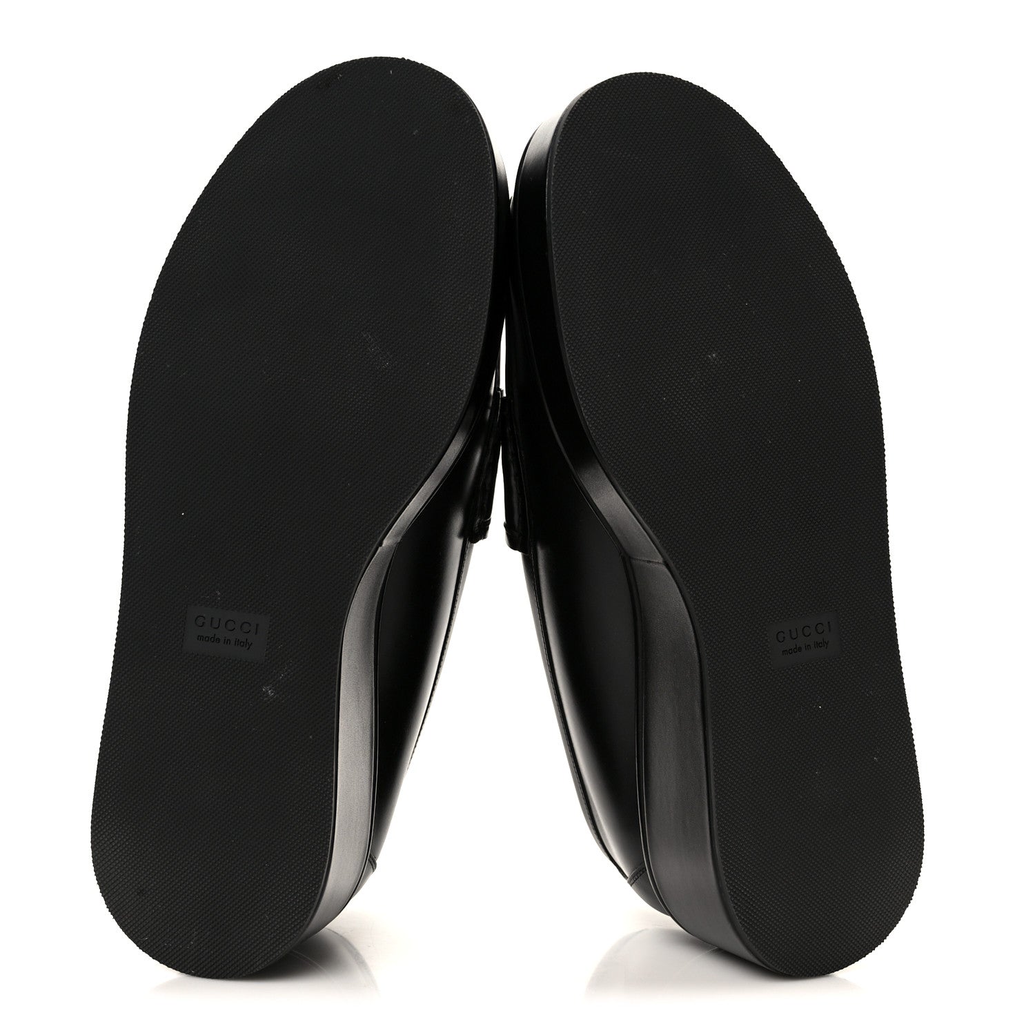 Gucci Kama Calfskin Horsebit Womens Wedge Platform Loafers 38.5 Black