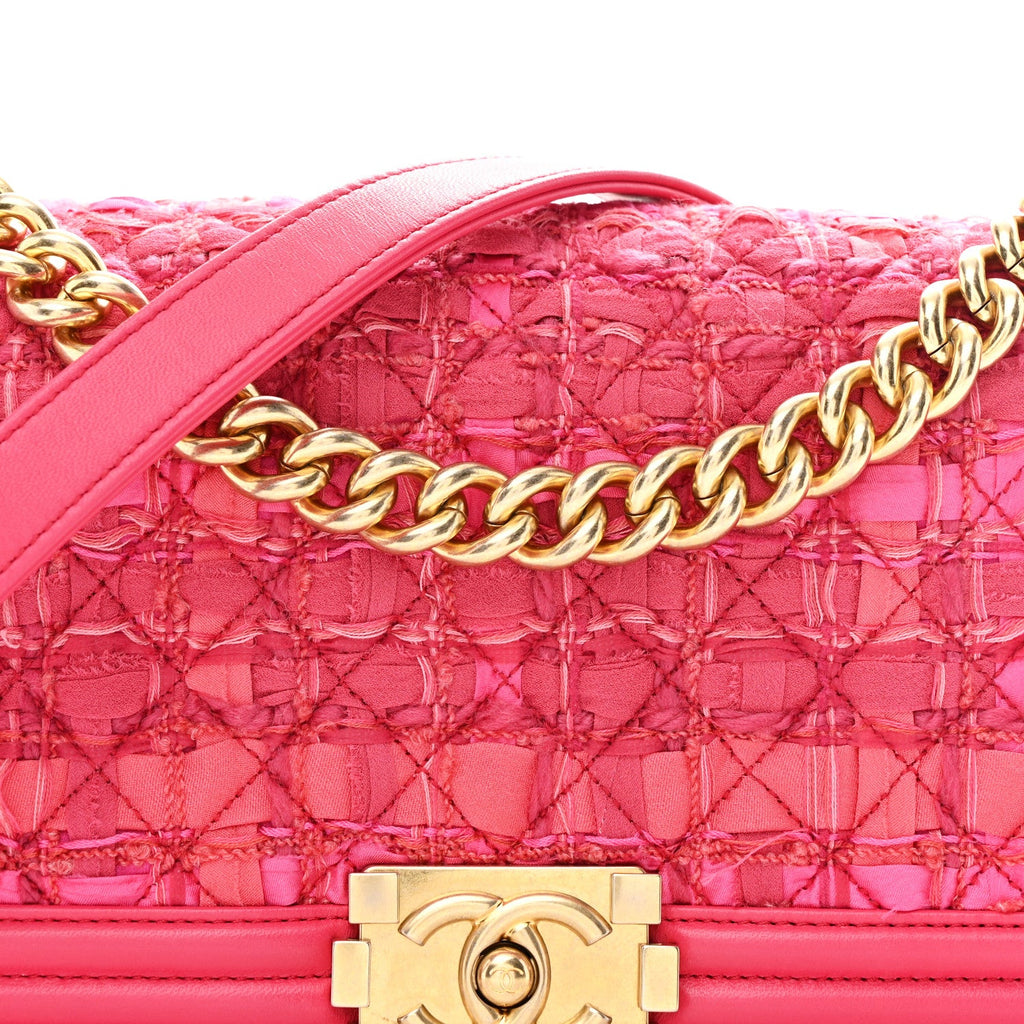 Chanel Lambskin Tweed Medium Boy Flap Fuchsia