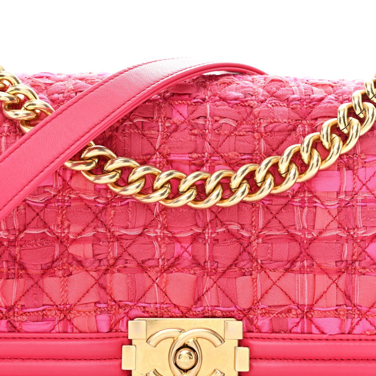 Chanel Lambskin Tweed Medium Boy Flap Fuchsia