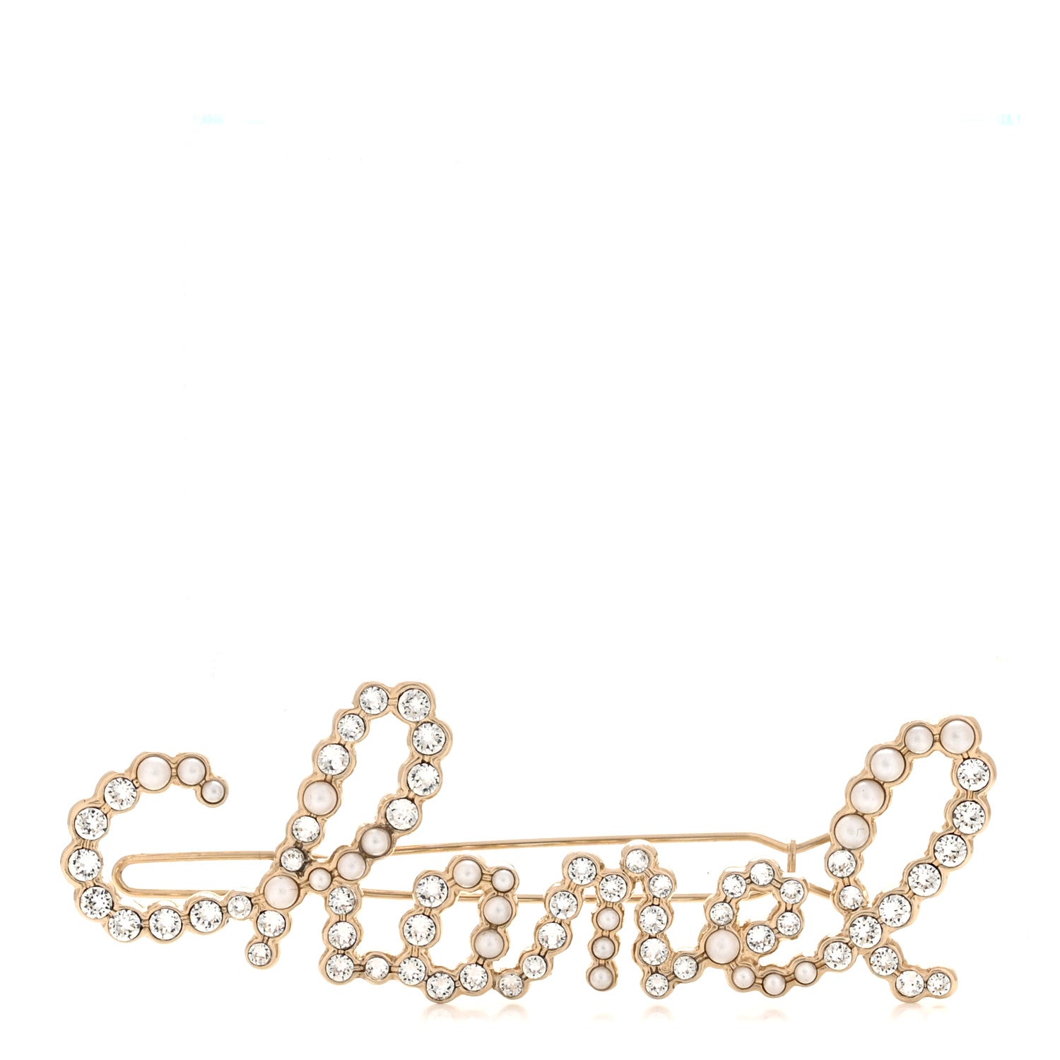 Metal Glass Swirling Pearls Hair Clip Gold