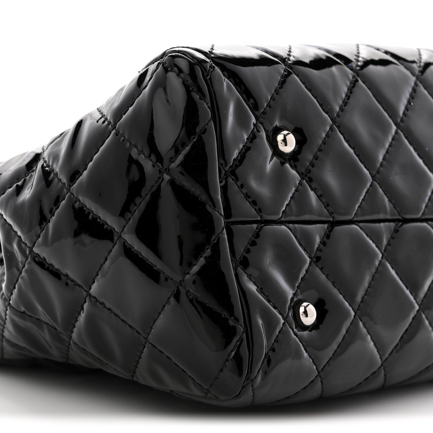 Chanel Patent Quilted Large Coco Shine Shopping Tote Black