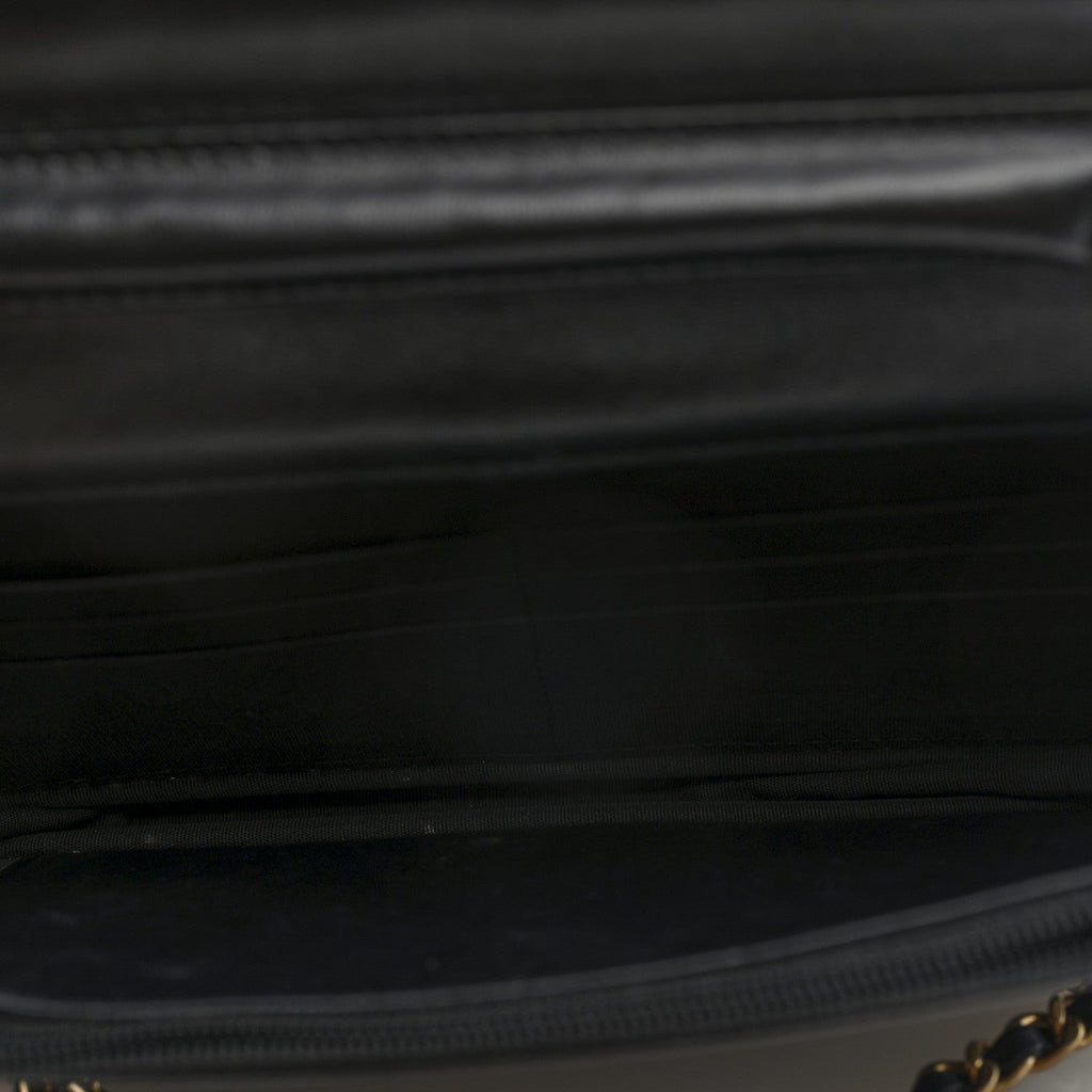 Chanel Lambskin Quilted Wallet On Chain WOC Black Gold