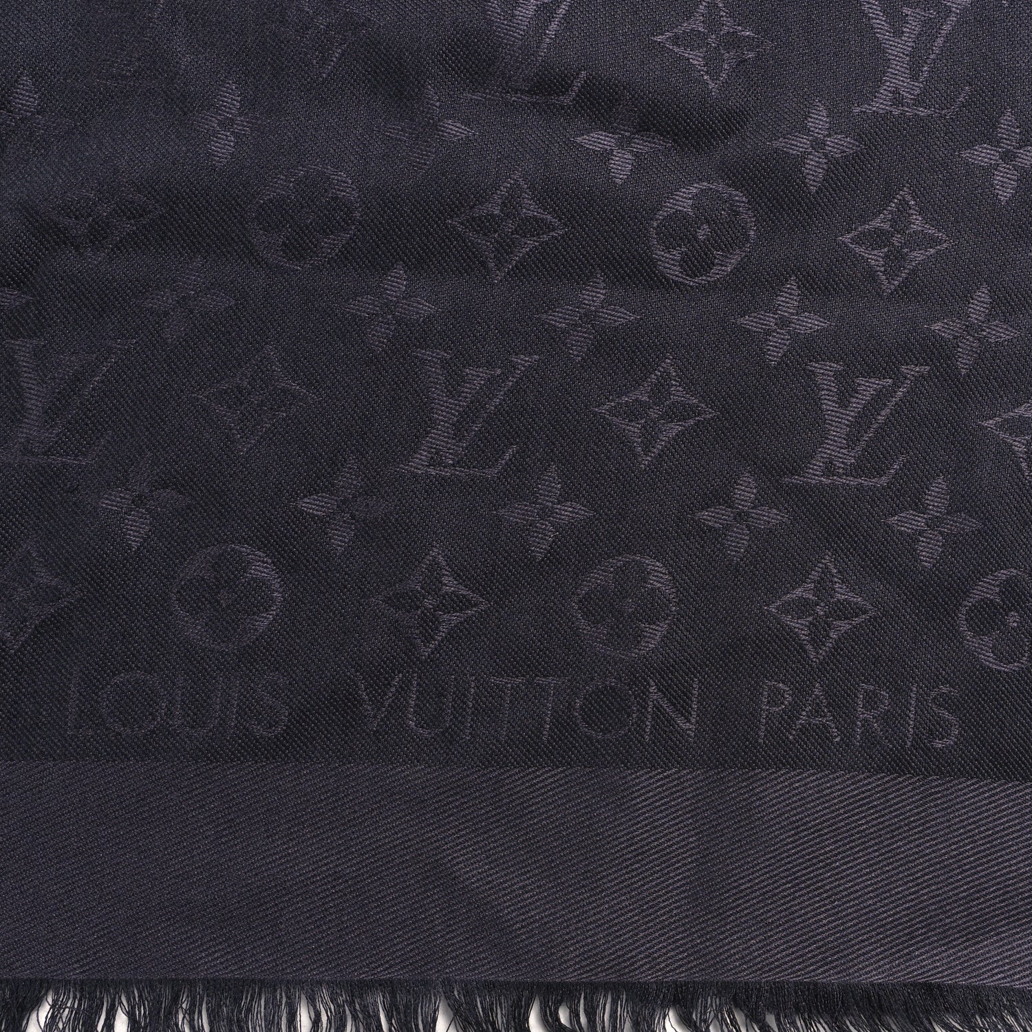 Louis Vuitton Silk Wool Monogram Shawl Charcoal Grey