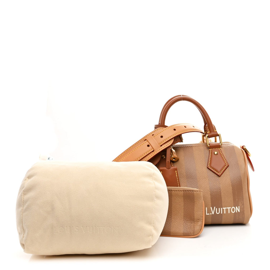 Louis Vuitton Calfskin Washed Stripes Speedy P9 Bandouliere 20 Camel