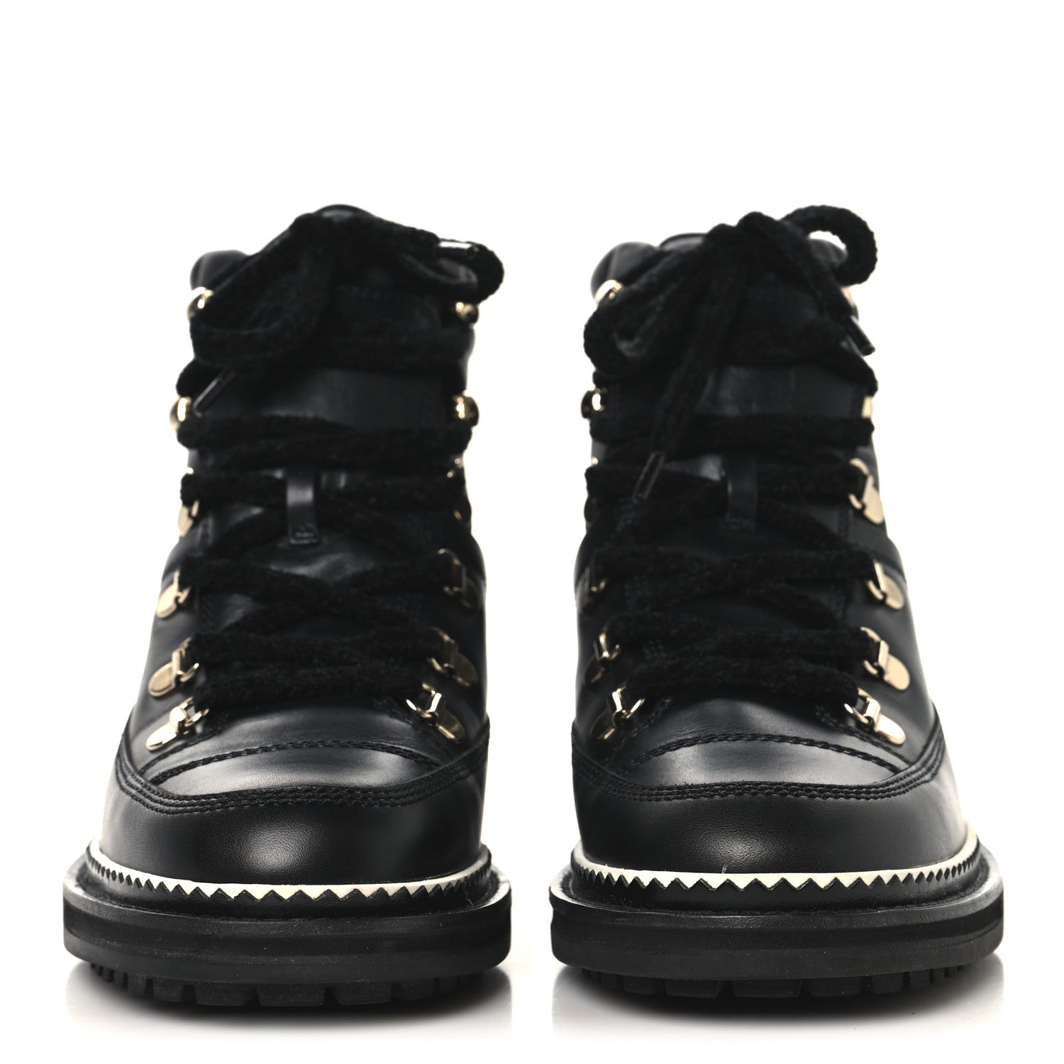 Calfskin Lambskin Lace Up Boots 37.5 Black