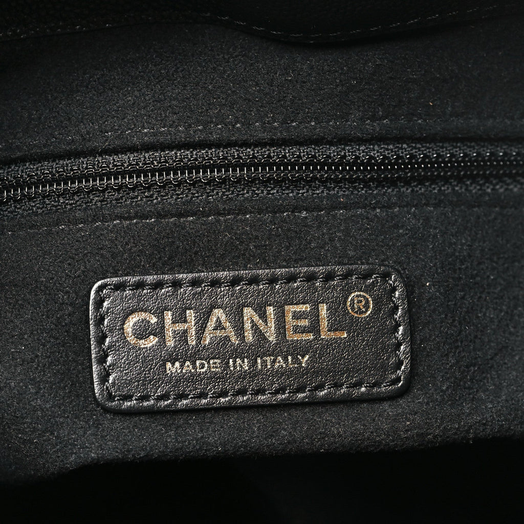 Chanel Caviar Deauville Drawstring Bucket Bag Black