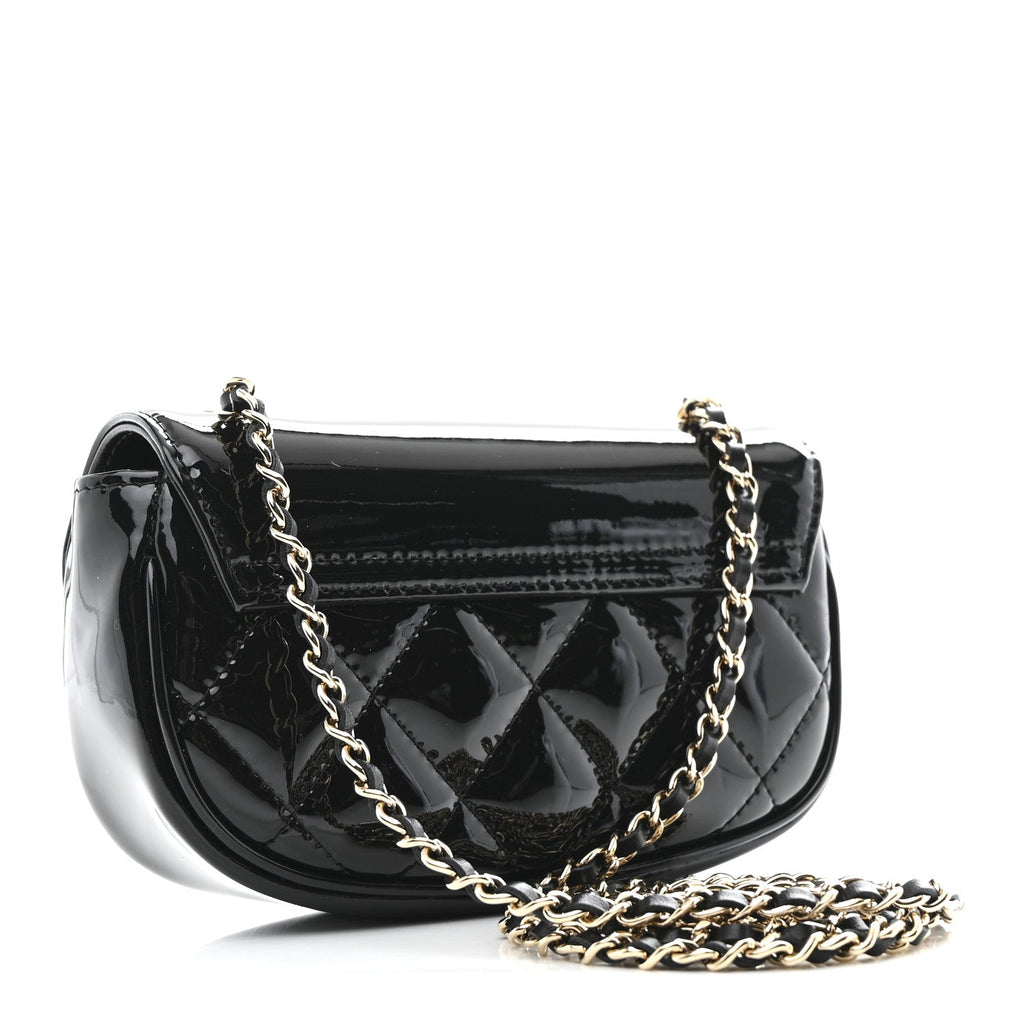 Chanel Patent Calfskin Quilted Mini Clutch Black