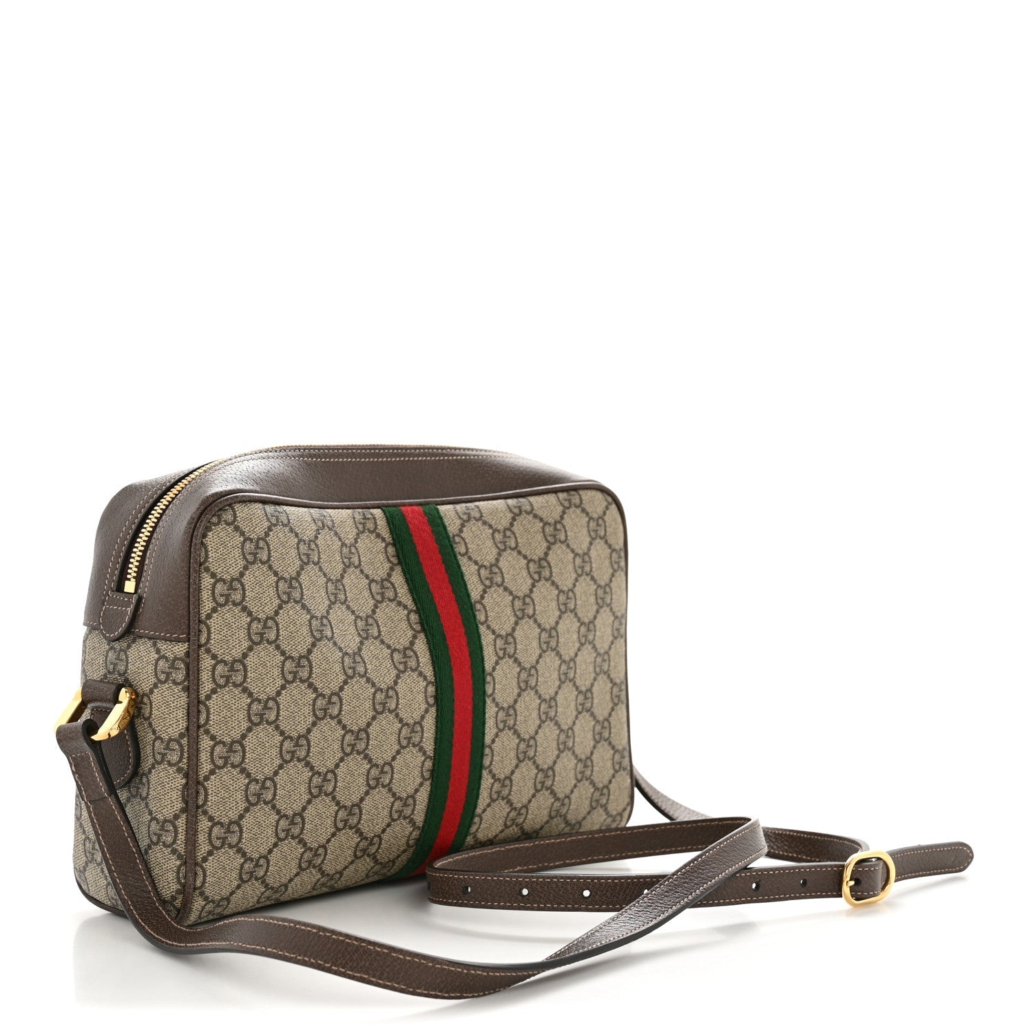 Gucci GG Supreme Monogram Web Small Ophidia Shoulder Bag Brown