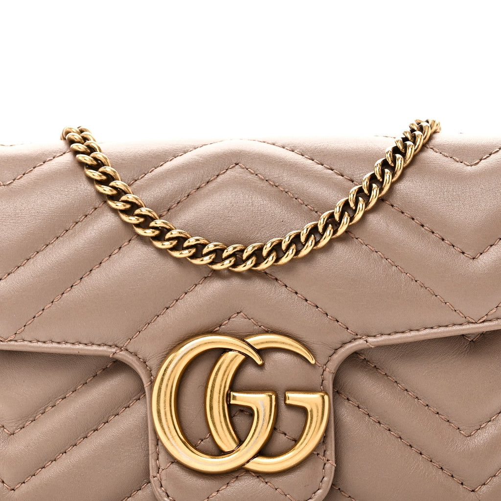 Gucci Calfskin Matelasse Super Mini GG Marmont Shoulder Bag Porcelain Rose