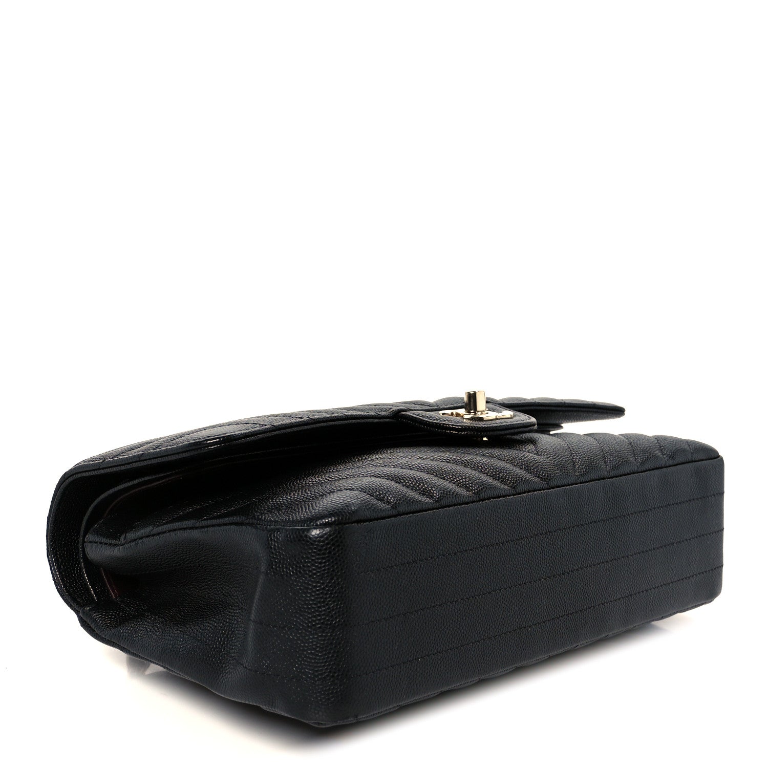 Chanel Caviar Chevron Quilted Medium Double Flap Black
