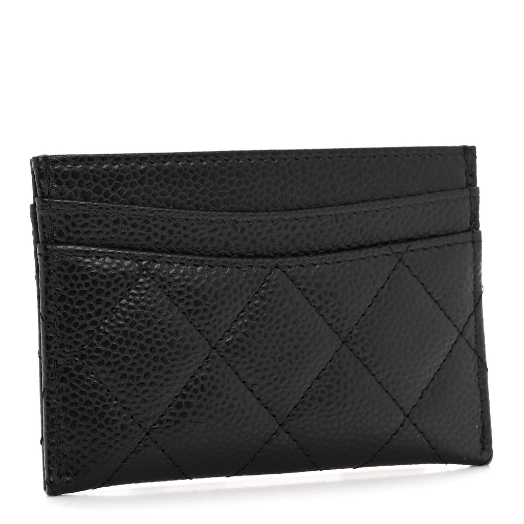 Caviar Quilted Card Holder Black