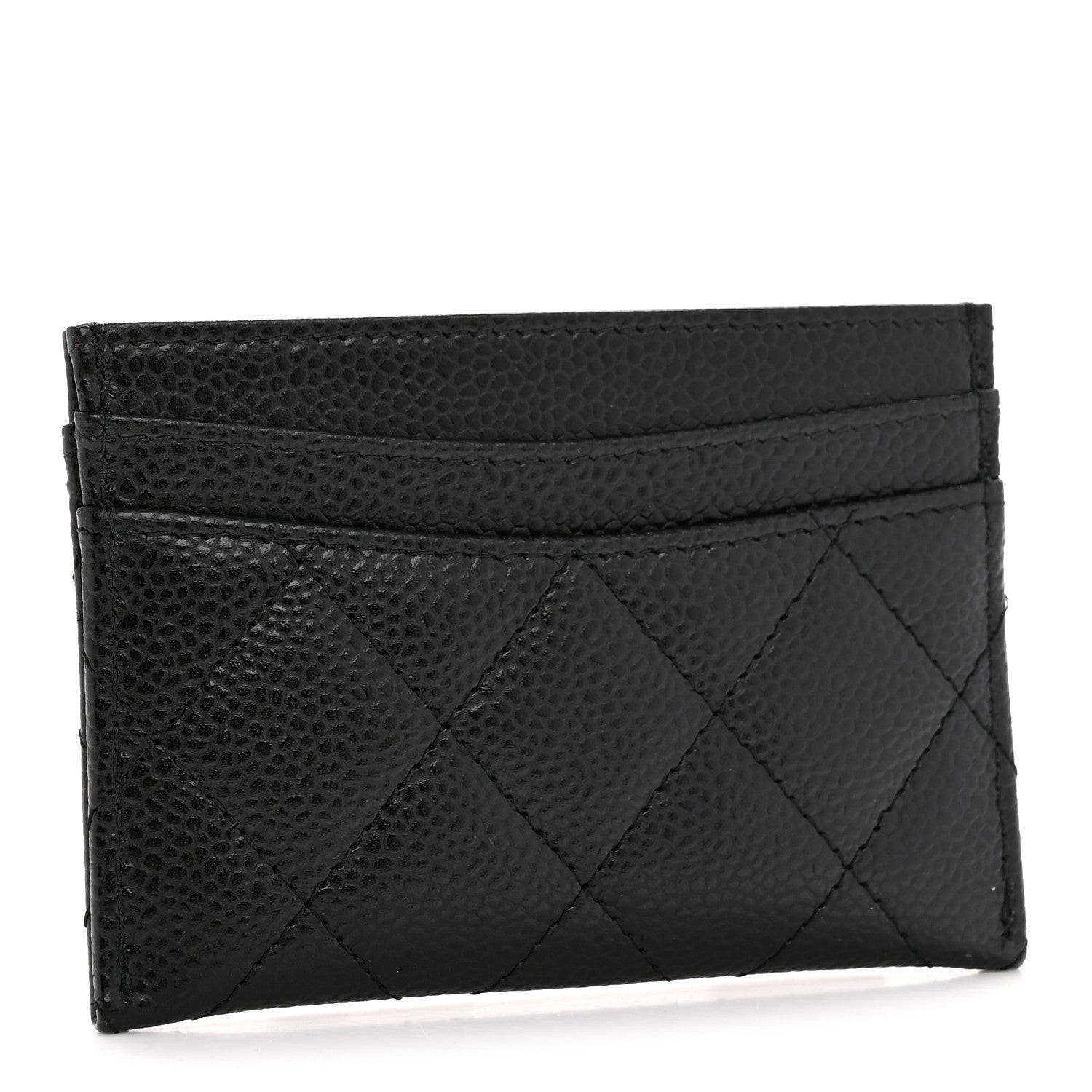 Caviar Quilted Card Holder Black
